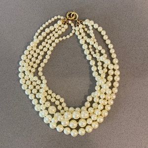 J. Crew Factory Clustered Pearl Necklace with Gold Clasp